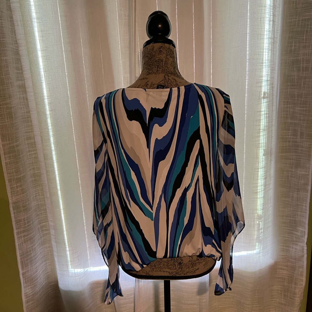 Alfani Multicolor Wave Pattern Blouse - Picture 2 of 6